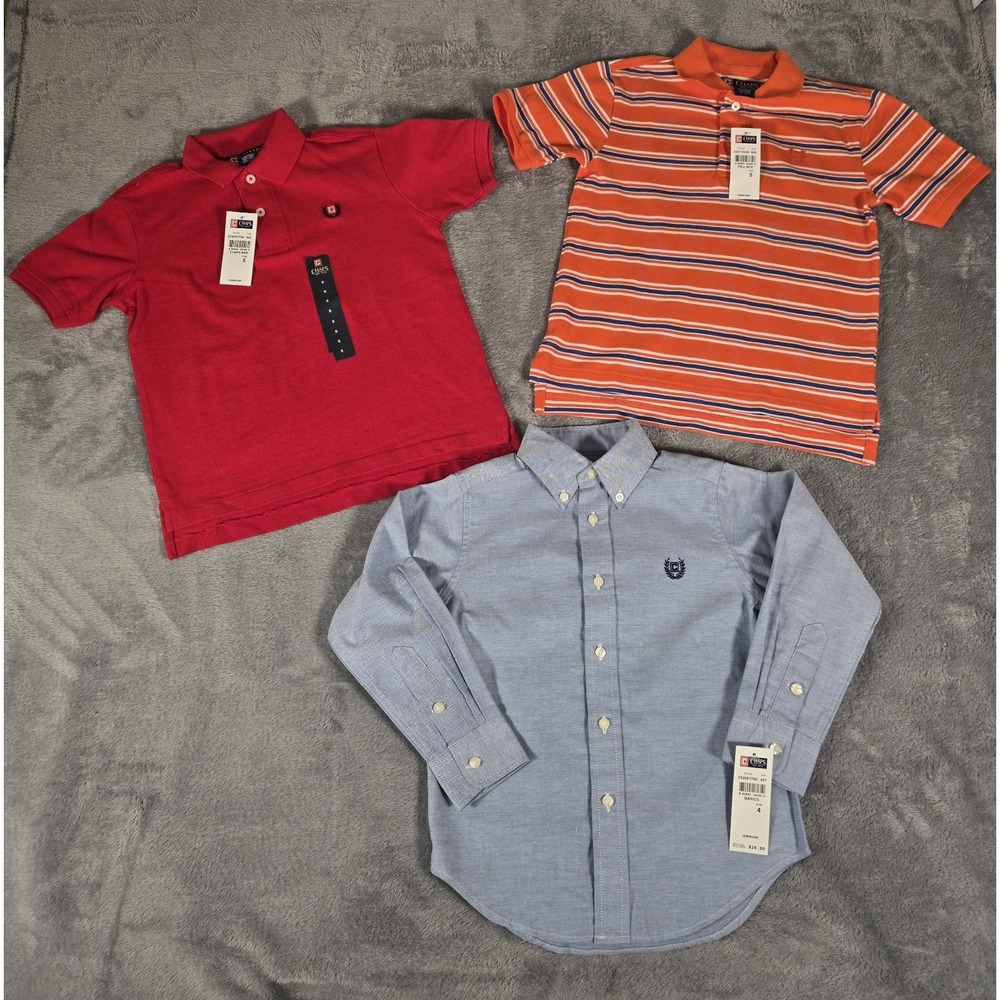 New‎ With Tags Lot Of Boys CHAPS Shirts Size 5 Red Orange Blue